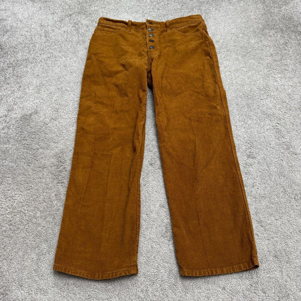 Lucky Brand Authentic Straight Crop Corduroy Pants Womens Brown 10 30 Button Fly
